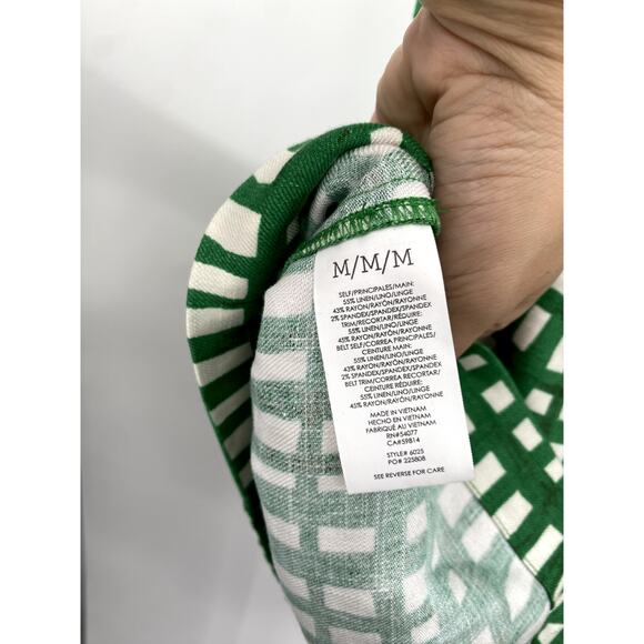 CaBi CIRCUIT Green White Plaid Linen Rayon Belted Jacket Coat - Picture 6 of 7